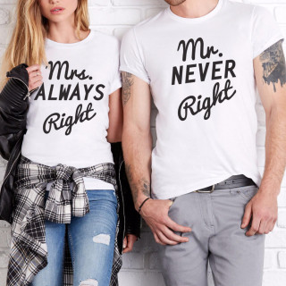 Marškinėlių komplektas "Mr NEVER Right & Mrs ALWAYS Right"