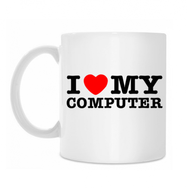 Puodelis ,,Aš myliu savo kompiuterį"
