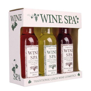 Kosmetikos dovanų rinkinys "WINE SPA" (dušo želė 200ml + šampūnas 200ml + vonios putos 200ml)