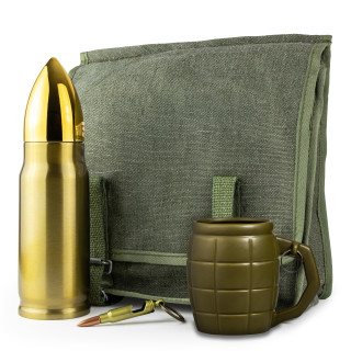 Karinės tematikos dovanų rinkinys „Bullet & Grenade“
