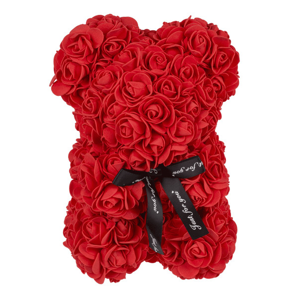 Meškiukas iš rožių, raudonas (25cm) Meškiukas iš rožių, raudonas (25cm)