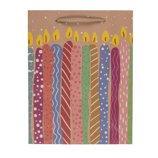 Popierinis dovanų maišelis "Balloons and candles" (23x18x8cm)