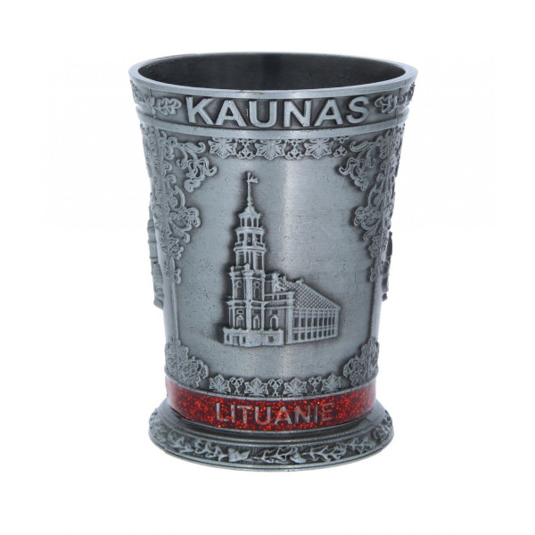 Sidabro spalvos metalinis stikliukas "Lietuva" Sidabro spalvos metalinis stikliukas "Lietuva"