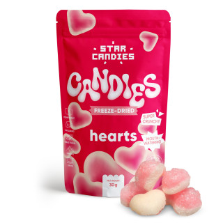 STAR CANDIES šaltyje džiovinti guminukai "Hearts", 30g.