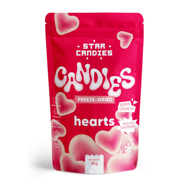 STAR CANDIES šaltyje džiovinti saldainiai "Hearts", 30g.