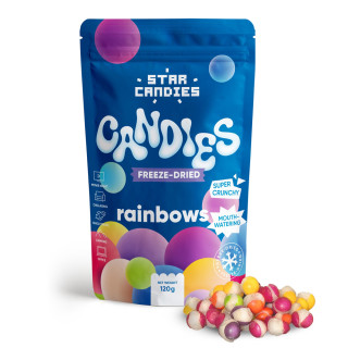 STAR CANDIES šaltyje džiovinti saldainiai "Rainbows", 120g.