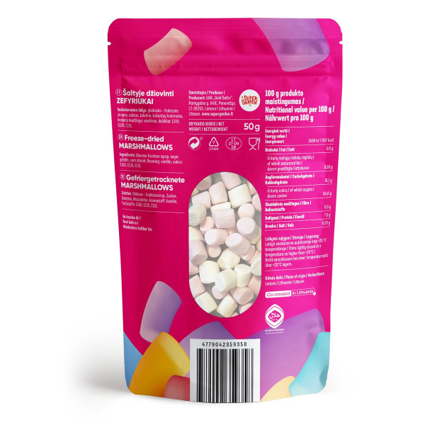 STAR CANDIES šaltyje džiovinti zefyriukai "Marshmallows", 50g.