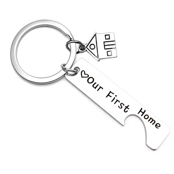Metalinis raktų pakabukų komplektas "Our first home"