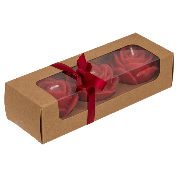 Rožės formos žvakių rinkinys dovanų dėžutėje (3vnt) 
