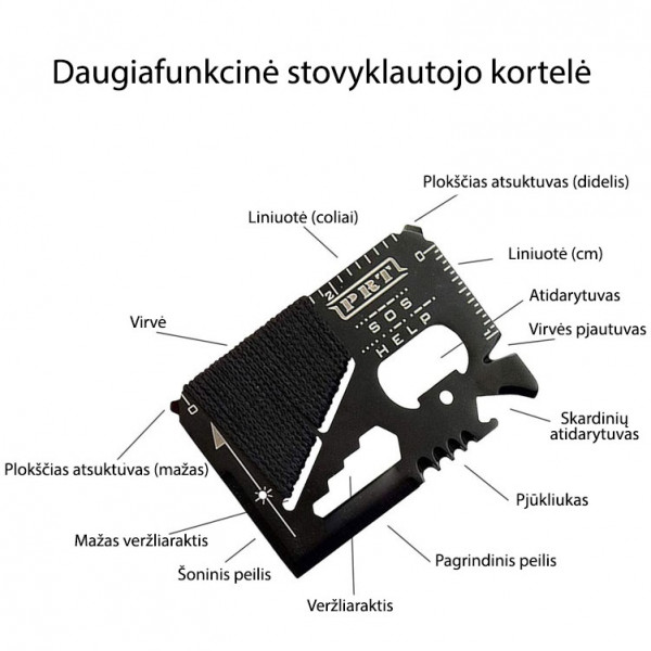 Daugiafunkcinė stovyklautojo kortelė