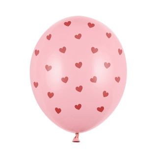 Rožiniai pasteliniai balionai "Širdelės" (6vnt)