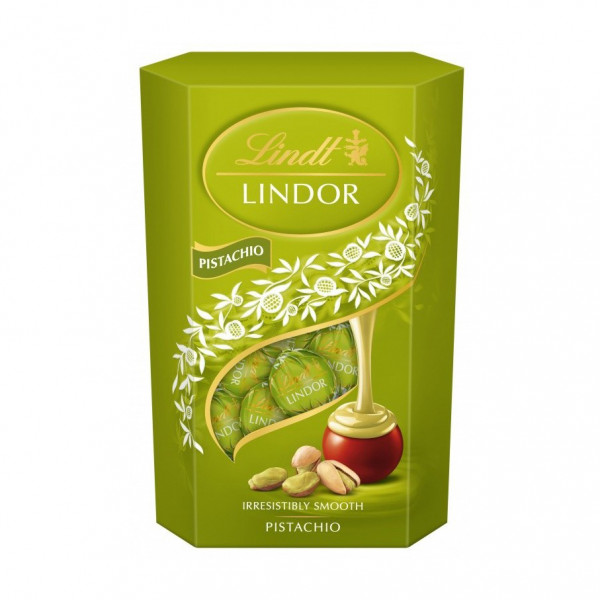 LINDT LINDOR pistacijų skonio rutuliukai, 200g