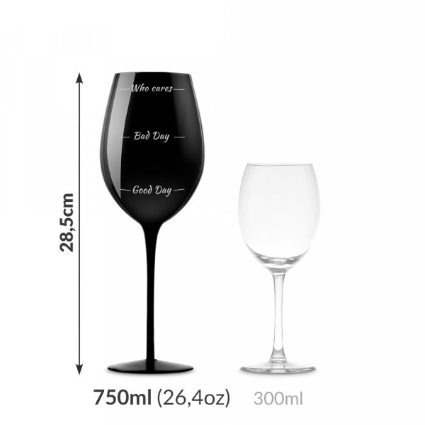 Gigantiška juoda vyno taurė "Who cares" (750ml)