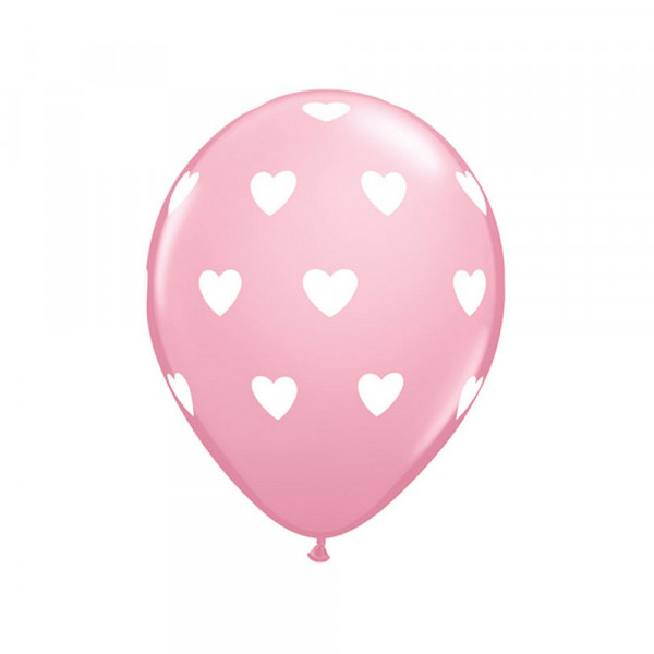 Rožiniai balionai "Širdelės" (6vnt)