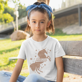 Vaikiški marškinėliai "Vienaragis" su pasirinktu vardu