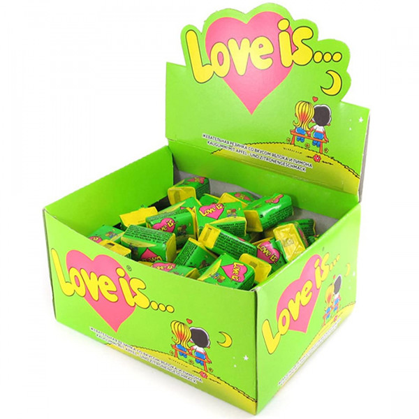 Obuolių - citrinų skonio kramtoma guma "LOVE IS..." (100vnt.)