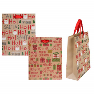 Popierinis dovanų maišelis "Ho Ho Ho" (18x10x23cm)
