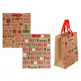 Popierinis dovanų maišelis "Ho Ho Ho" (26x10x32cm)