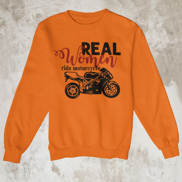 Džemperis "Real women ride motorcycle" (be kapišono)