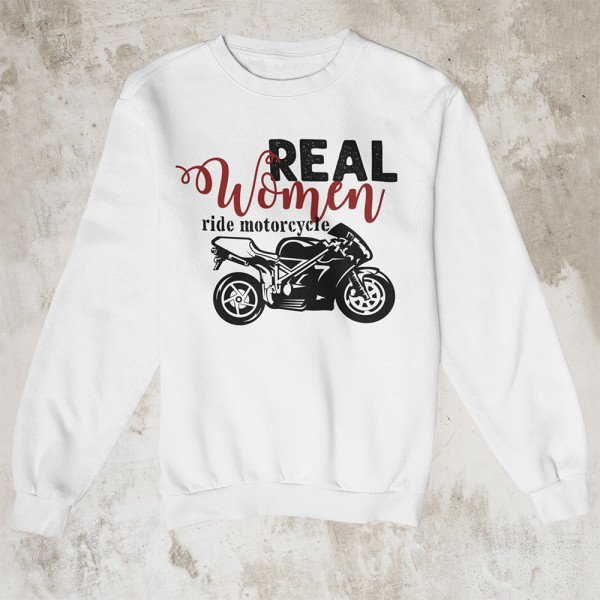 Džemperis "Real women ride motorcycle" (be kapišono)