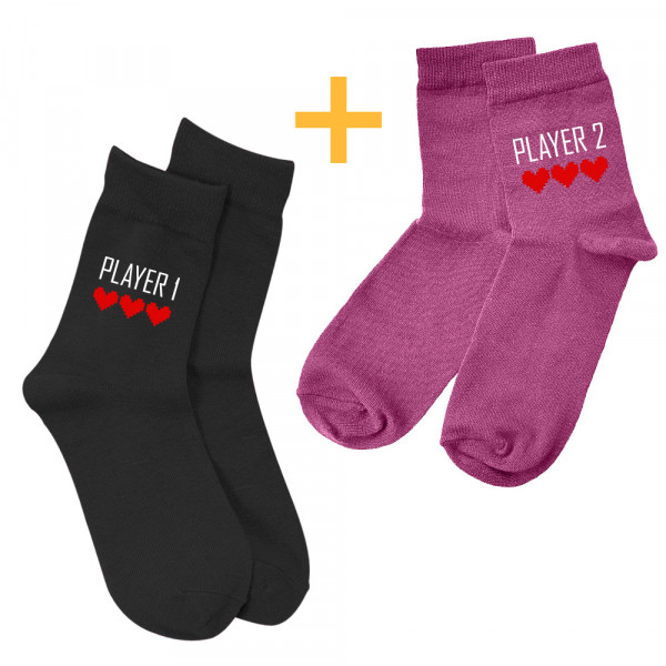 Kojinių komplektas porai "Player 1 and Player 2"