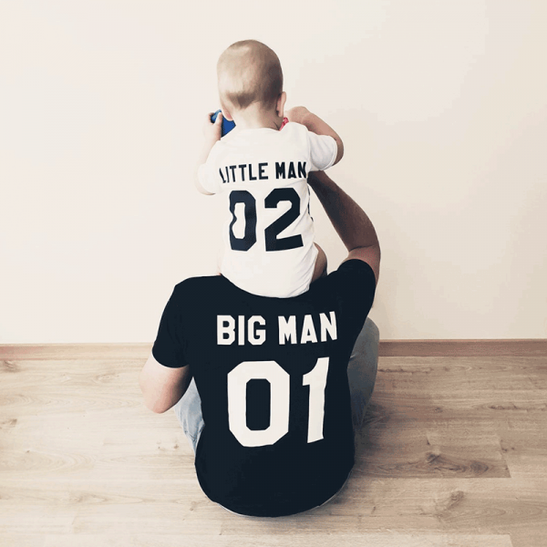 Marškinėlių komplektas "Big man and Little man" su pasirinktais skaičiais