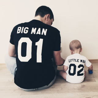 Marškinėlių komplektas "Big man and Little man" su pasirinktais skaičiais
