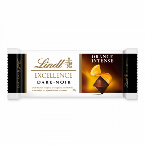 "LINDT EXCELLENCE" juodasis šokoladas su apelsinais ir migdolais, 35 g