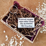 Raktų pakabukas "Vairuok saugiai" su pasirinktu vardu