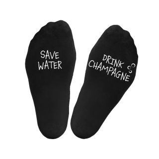 Moteriškos kojinės su spauda ant padų „Save water.Drink champagne“ 