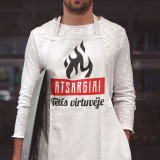 Medvilninė prijuostė "Atsargiai, virtuvėje tėtis" Medvilninė prijuostė "Atsargiai, virtuvėje tėtis"