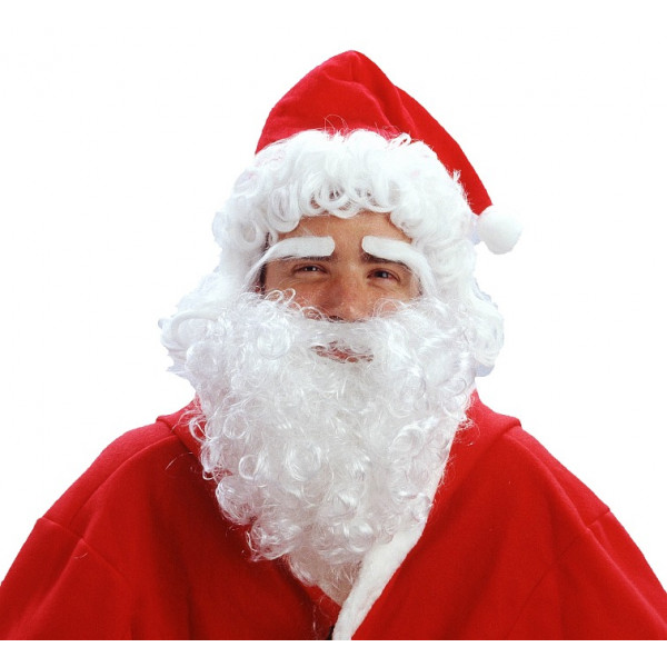 Kalėdų senelio perukas su barzda, antakiais ir skrybėle
