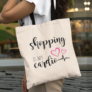 Medžiaginis maišelis "Shopping is my cardio"