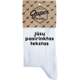Baltos moteriškos kojinės su Jūsų pasirinktu tekstu