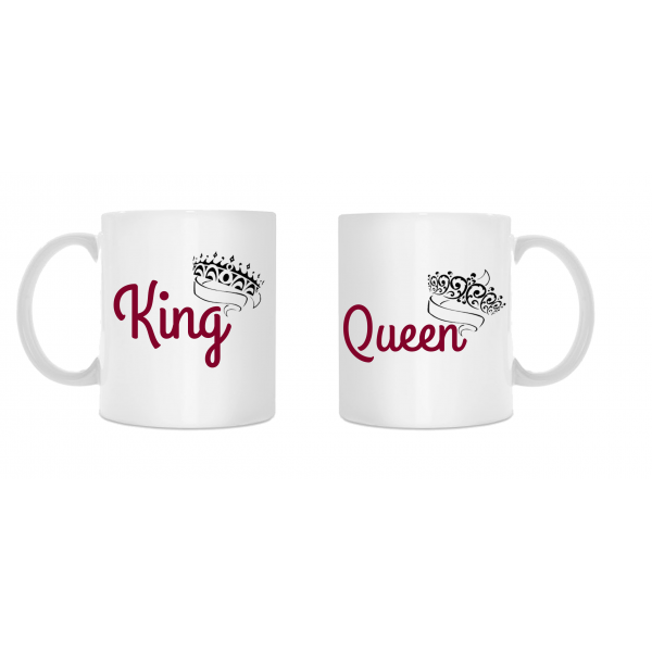 Puodelių komplektas porai "King & Queen"