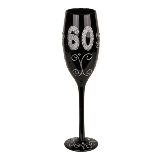 Juoda šampano taurė su skaičiumi "60"