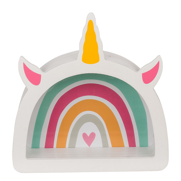 Medinė taupyklė - rėmelis "Rainbow unicorn"