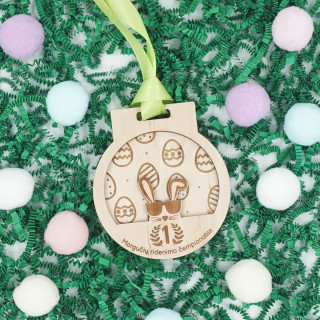 3D Graviruotas medinis medalis "Margučių ridenimo čempionas"
