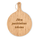 XXL bambukinė apvali pjaustymo lentelė su Jūsų pasirinktu tekstu (31cm)