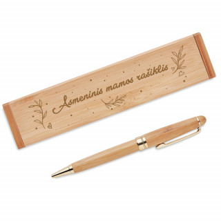 Bambukinis rašiklis dėžutėje "Asmeninis mamos rašiklis"