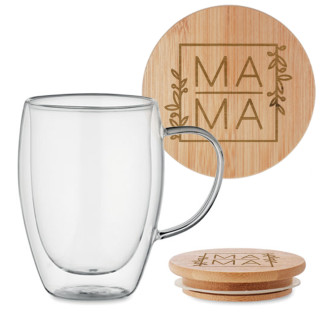 Dvigubo stiklo puodelis "Mama" 350ml