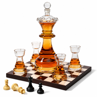 Grafino ir 4 stiklinių rinkinys „Royal Chess“ Grafino ir 4 stiklinių rinkinys „Royal Chess“