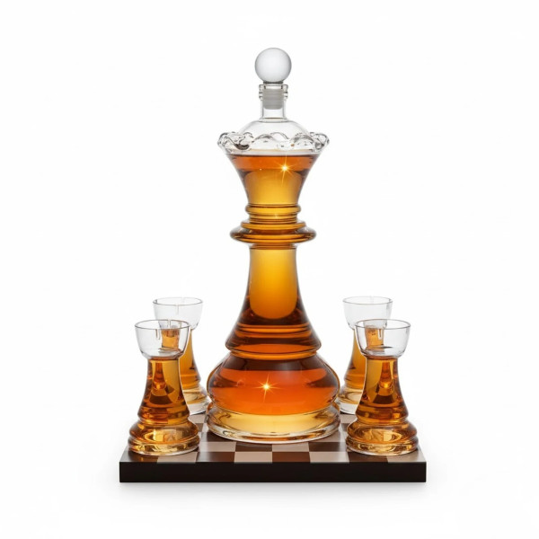 Grafino ir 4 stiklinių rinkinys „Royal Chess“