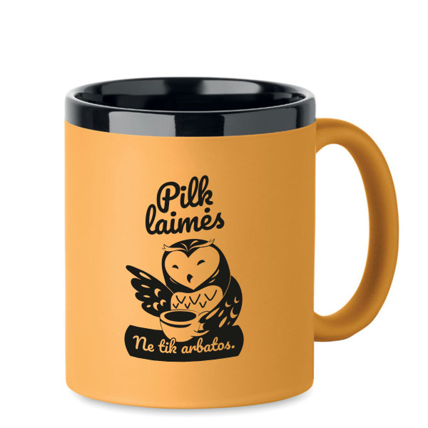 Graviruotas puodelis "Pilk laimės, ne tik arbatos"