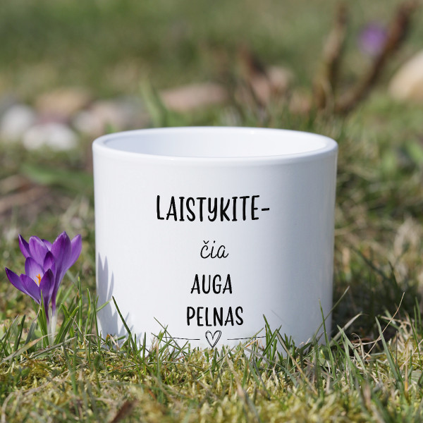 Keramikinis vazonas "Laistykite - čia auga pelnas"