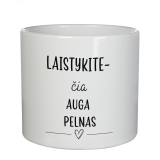Keramikinis vazonas "Laistykite - čia auga pelnas" Keramikinis vazonas "Laistykite - čia auga pelnas"