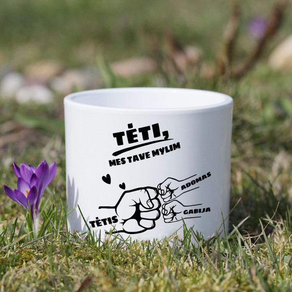 Keramikinis vazonas "Tėtis ir vaikai" su vaikų vardais