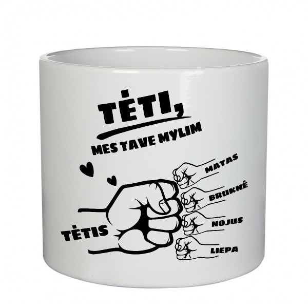 Keramikinis vazonas "Tėtis ir vaikai" su vaikų vardais