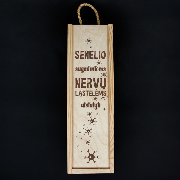 Medinė butelio dėžė "Senelio nervams"