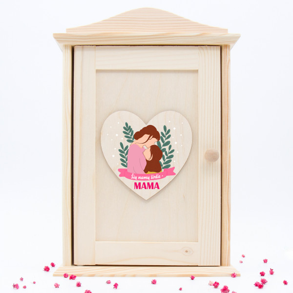 Medinė raktų dėžutė "Šių namų širdis - MAMA"